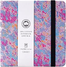 Lightwish Square Watercolor Journal, 100% Cotton, 300GSM Acid Free 24 Sheets Cold Pressed Watercolor Sketchbook for Artists, Adults, Students, 6.29 x 6.29 Inches (Blue Starry Sky)