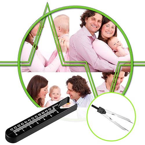 Miniatura 56 de Calibrador de electrocardiograma, herramienta de medición con regla, divisor de dibujo para enfermería (azul, rosa, 2 piezas) Azul, rosado,Negro