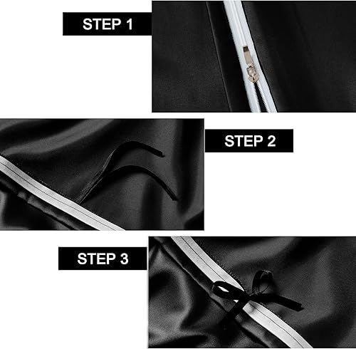 Miniatura 4 de Homiest Funda de edredón de 90 x 90 pulgadas para manta con peso, funda de edredón de satén rosa rubor con 8 lazos, funda de edredón sedosa y