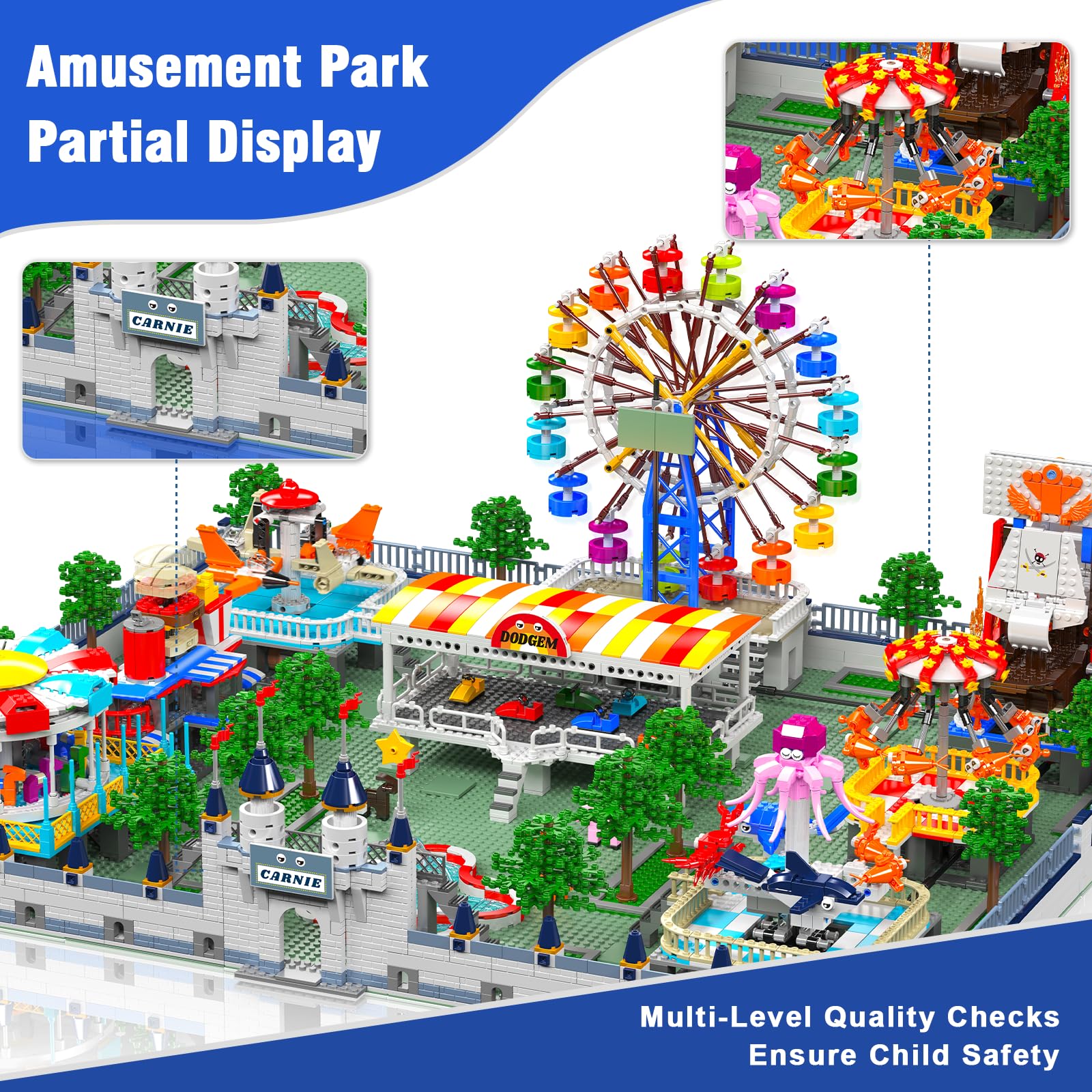 Mould King 11022 Vergnügungspark Bauspielzeug Elektrisch Freizeitpark Klemmbausteine MOC Karneval Bausatz Bausteine Kompatibel mit Andere Marke(5220 Teile)