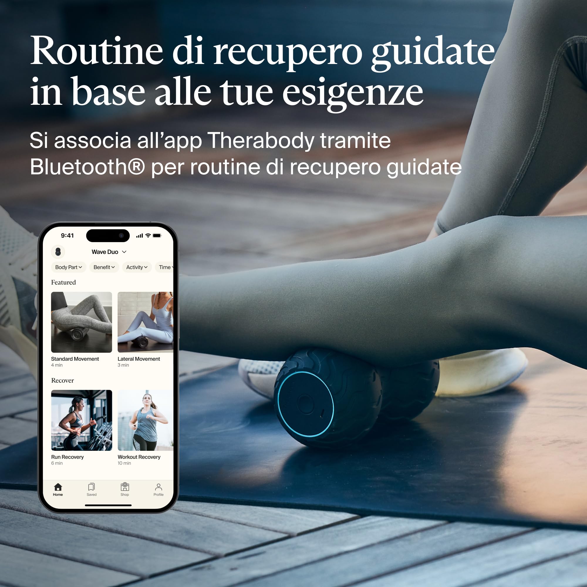 Theragun Wave Duo | Rullo Massaggio Muscolare | Progettato ergonomicamente per schiena, colonna vertebrale e collo | Connettività Bluetooth
