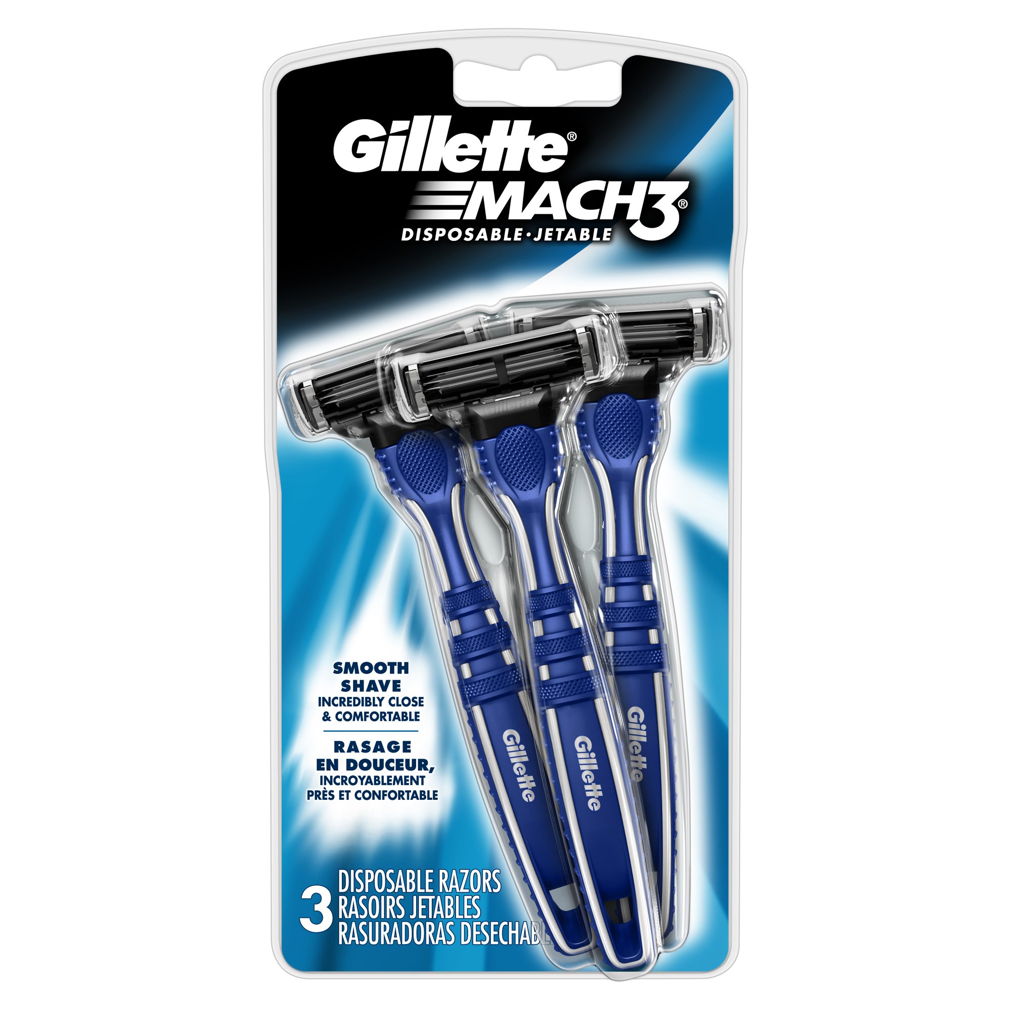 Gillette Mach3 Mens Disposable Razor with Blades 3 Count