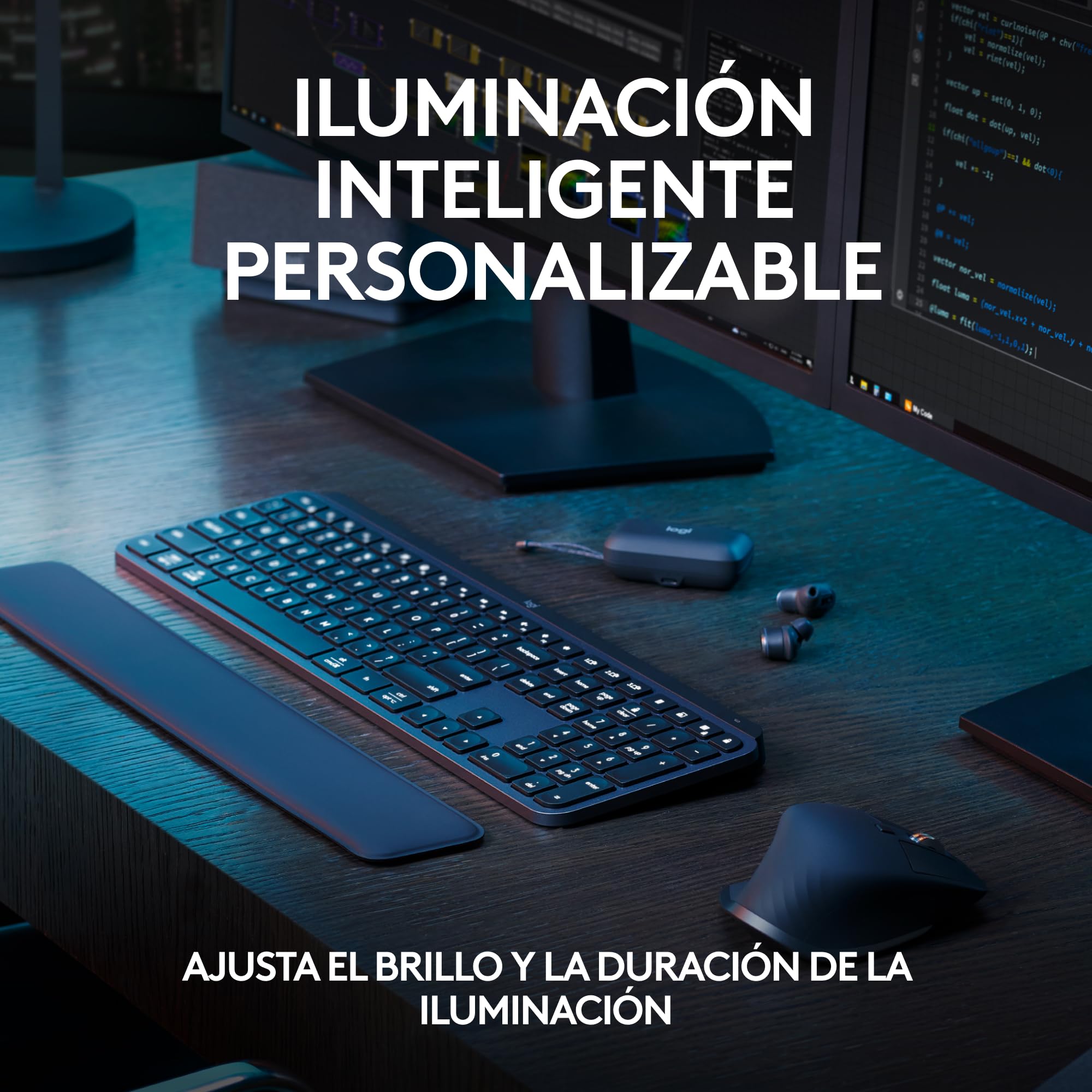 Logitech MX Keys S Teclado inalámbrico, Perfil Bajo,Escritura Fluida Precisa Silenciosa, Teclas Programables,Iluminación, Bluetooth, Carga USB C,para Windows, Linux, Chrome, Mac, QWERTY Español - Gris