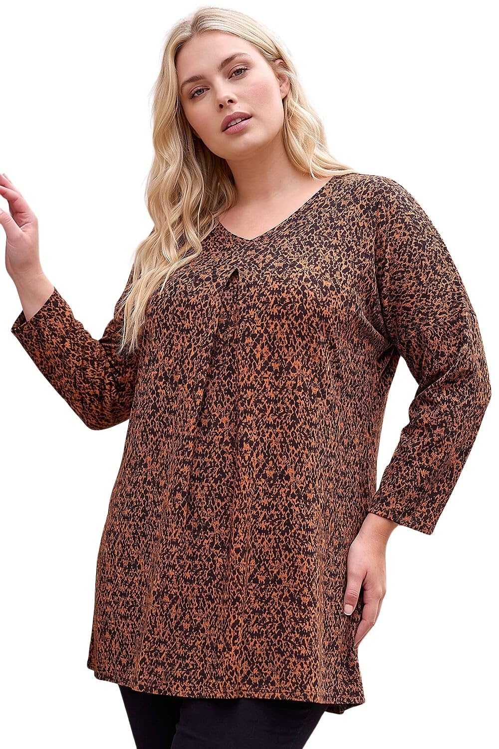 Roman Curve V-Neck Pleat Tunic Top for Women UK - Ladies Everyday Holiday Spring Summer Notch Neckline Comfy Soft Evening Vacation Work Party
