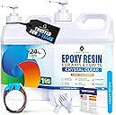 CRAFT RESIN 1 Gallon Crystal Clear Epoxy Resin Kit with Pumps - Food Safe & UV Resistant for DIY Art, Wood, Jewelry Making, Coasters, Mold Casting Resin Epoxy - Low Viscosity for Beginners & Pros