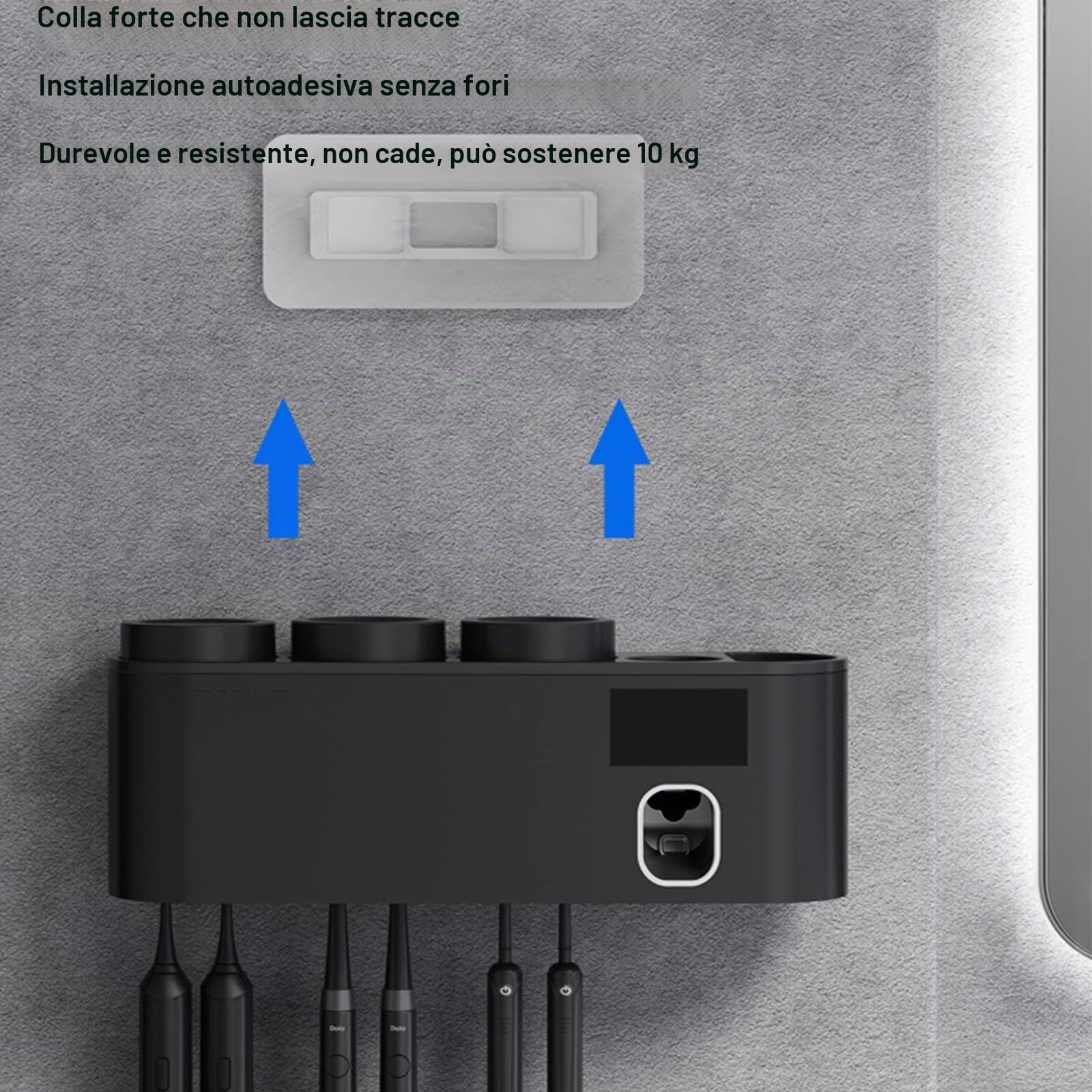 Sterilizzatore UV per spazzolino da denti, dispenser per dentifricio, per bagno di famiglia, bianco, 1800 mAh, ricarica USB, porta spazzolino ricaricabile, organizer per spazzolino da denti