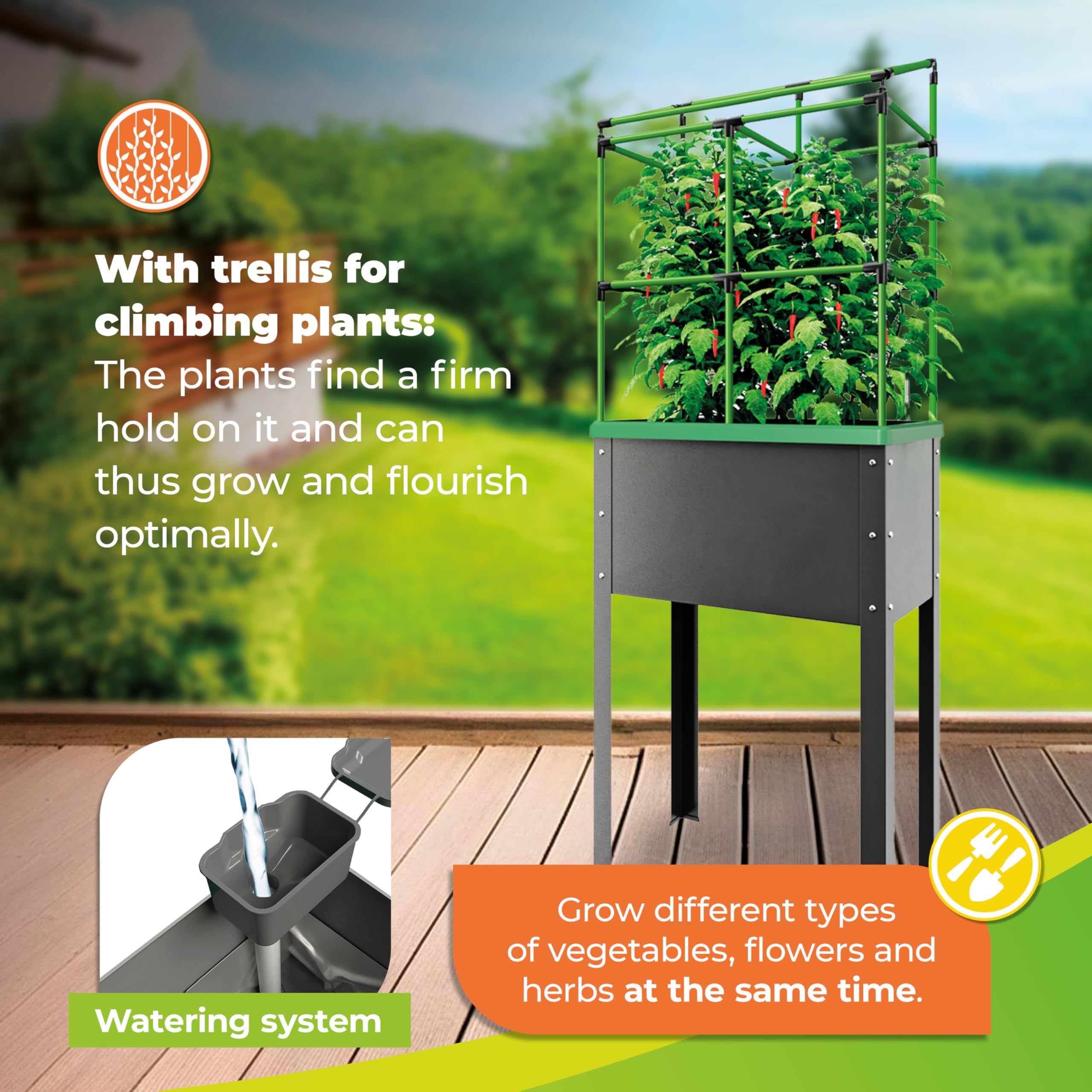Bio Green JGL-HDB-L City Jungle Heidelberg - Vaso elevato, autoirrigante
