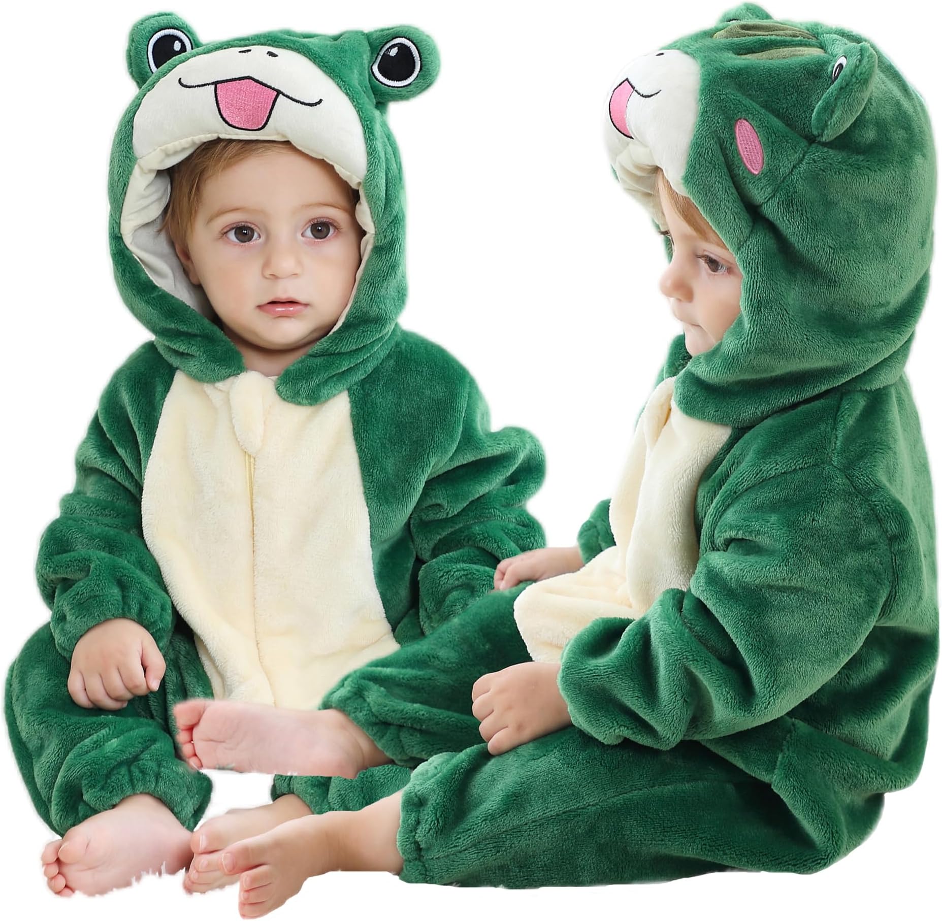 MICHLEY Hooded Romper Baby Boys Girls Flannel Pyjamas 2-36 Months