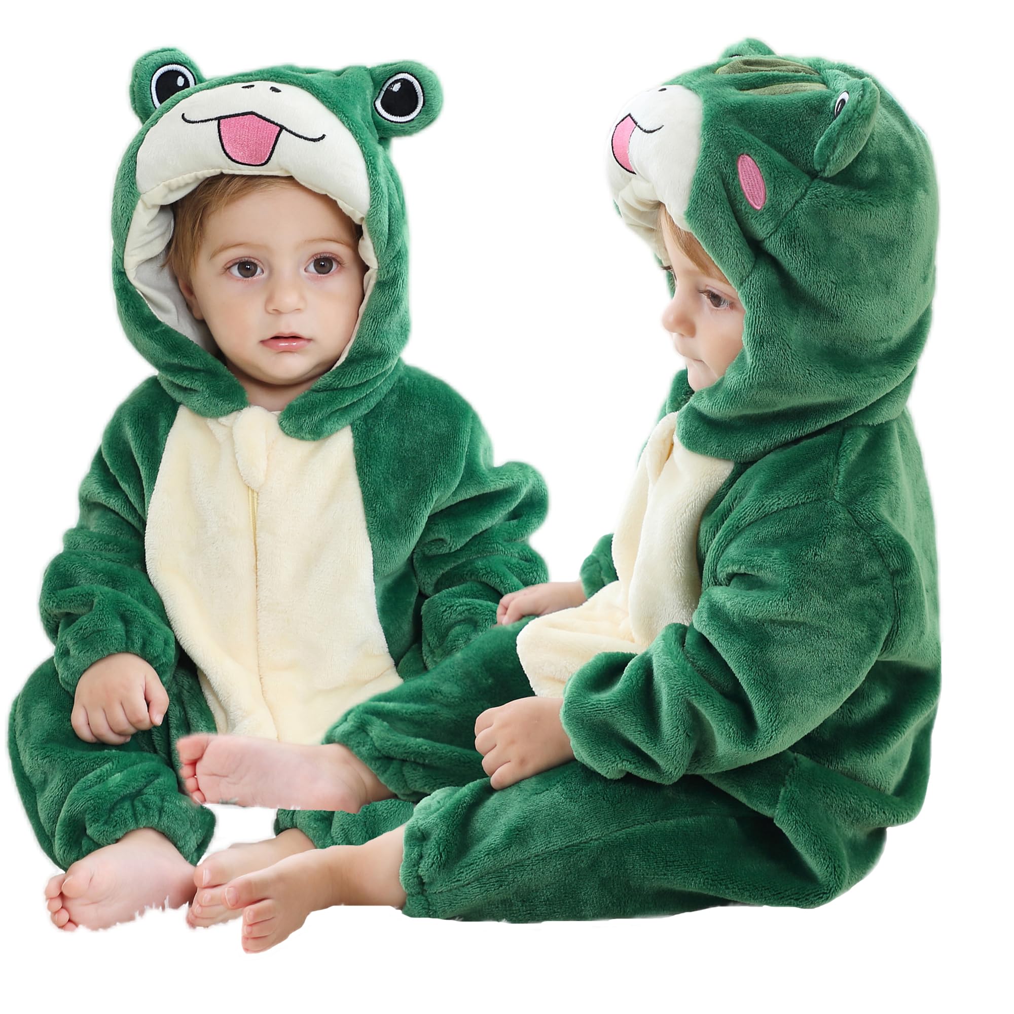 MICHLEY Hooded Romper Baby Boys Girls Flannel Pyjamas 2-36 Months