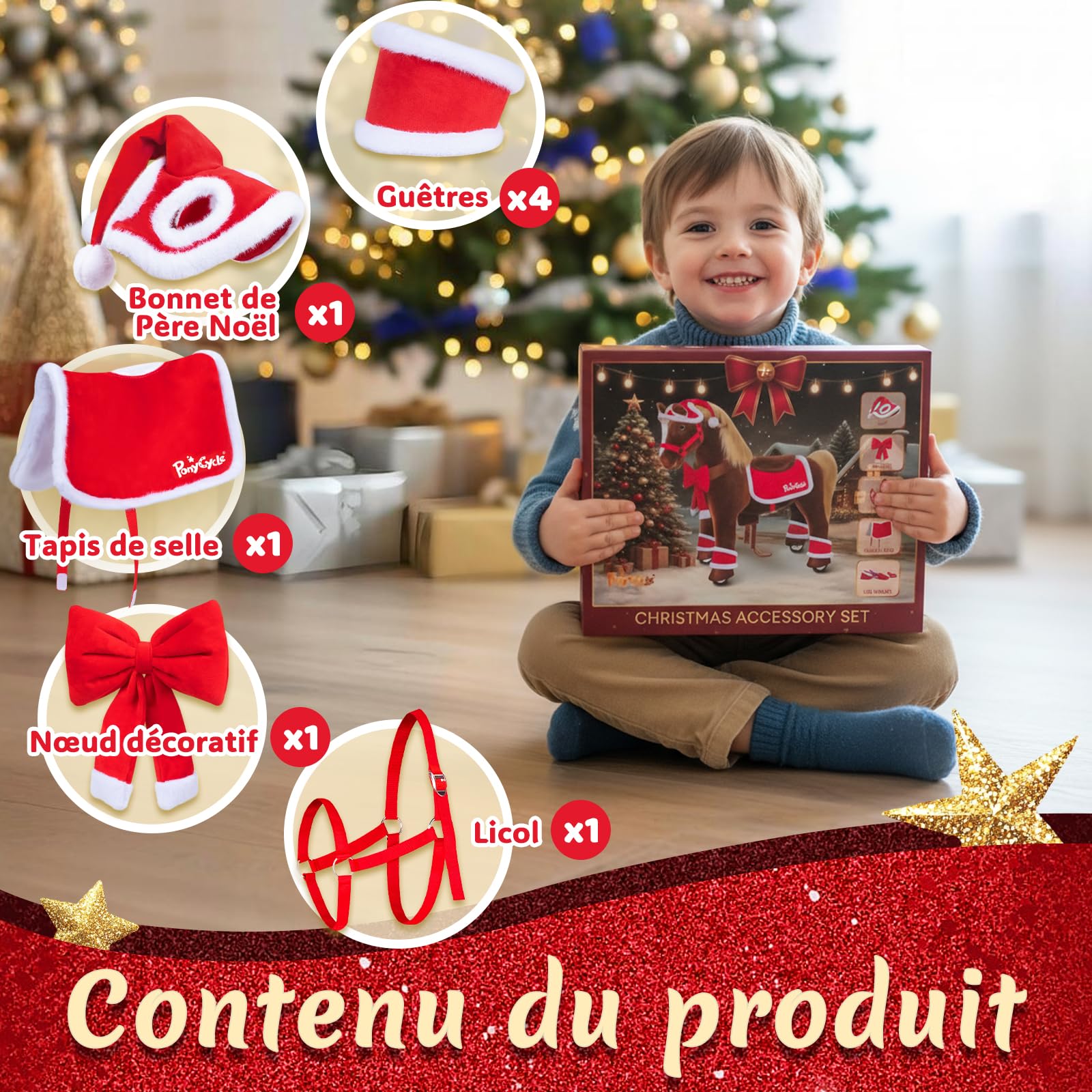 PonyCycle Montar en Caballo Unicornio juguete Navidad Traje Medio (adecuado Para el Modelo Y/U/E tamaño 4 Para Edades 4-7)