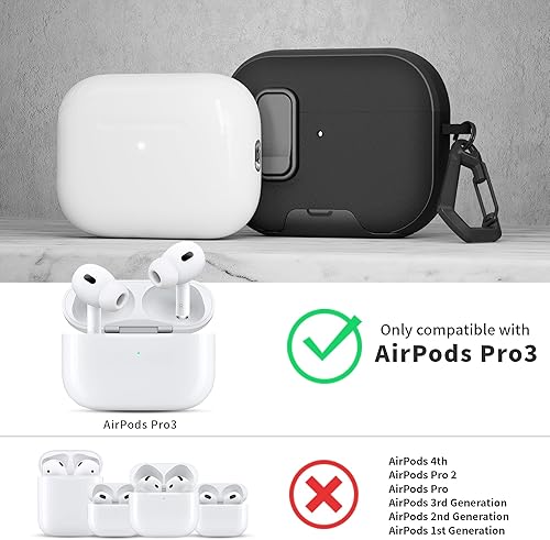 Miniatura 2 de Funda para AirPods Pro 3 con cerradura, textura de piel TPU duradera, antipérdida y a prueba de golpes, accesorios con kit de limpieza en llavero