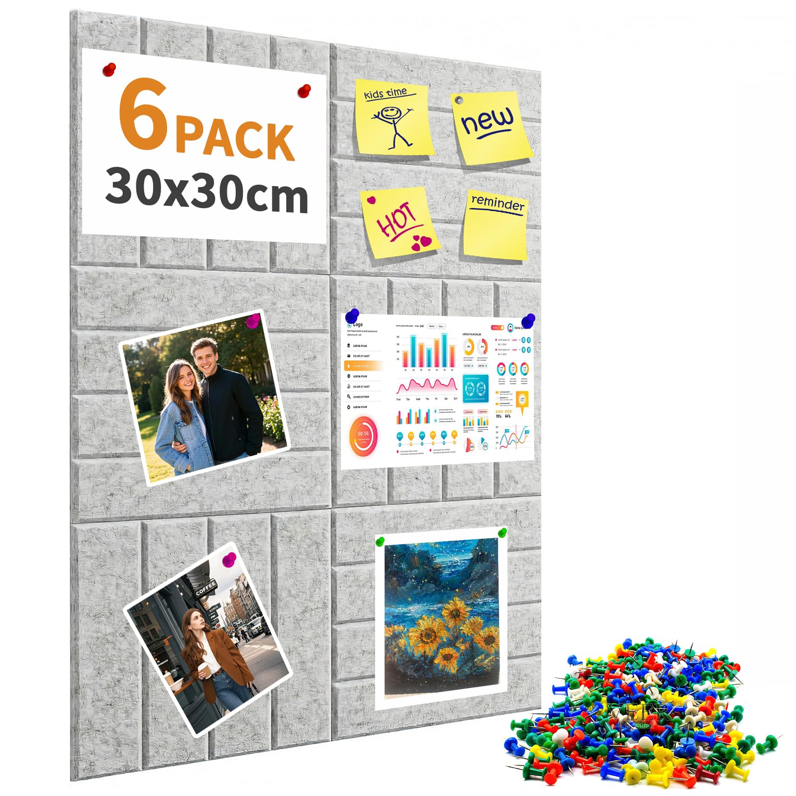 Pinnwände Filz Selbstklebend Groß 90x60cm, 6 Stück 9mm Dick