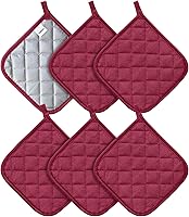 Vista 8 de Joyhalo Paquete de 4 agarraderas para ollas de cocina, agarraderas de horno de algodón con gran resistencia al calor, almohadillas térmicas