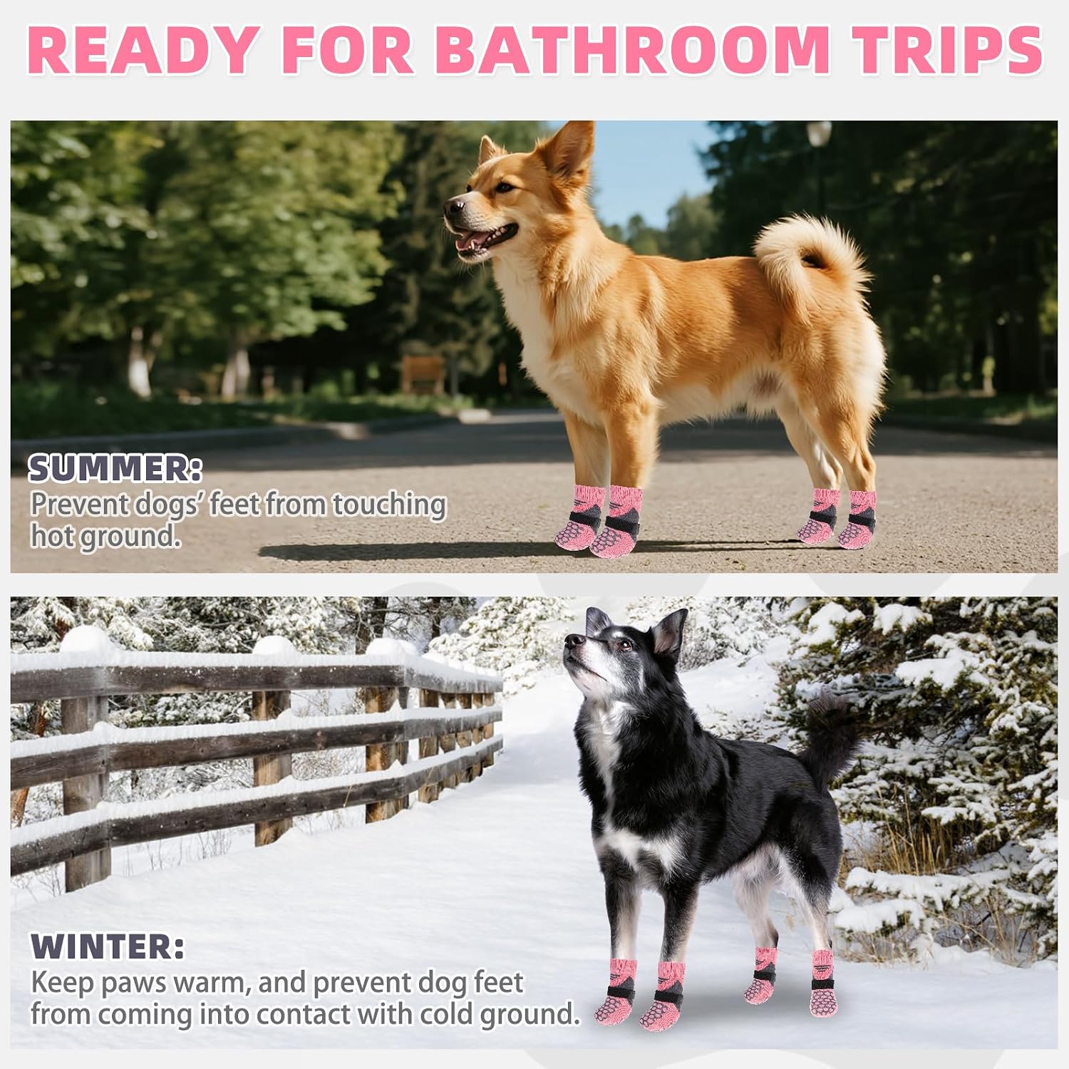 KOOLTAIL Dog Socks Shoes for Hot Pavement, Breathable & Warm Winter Dog Booties to Prevent Licking Paws for Small Medium Large Senior Dogs,Non Slip Grippy Pet Boots & Paw Protectors for Hardwood Floor