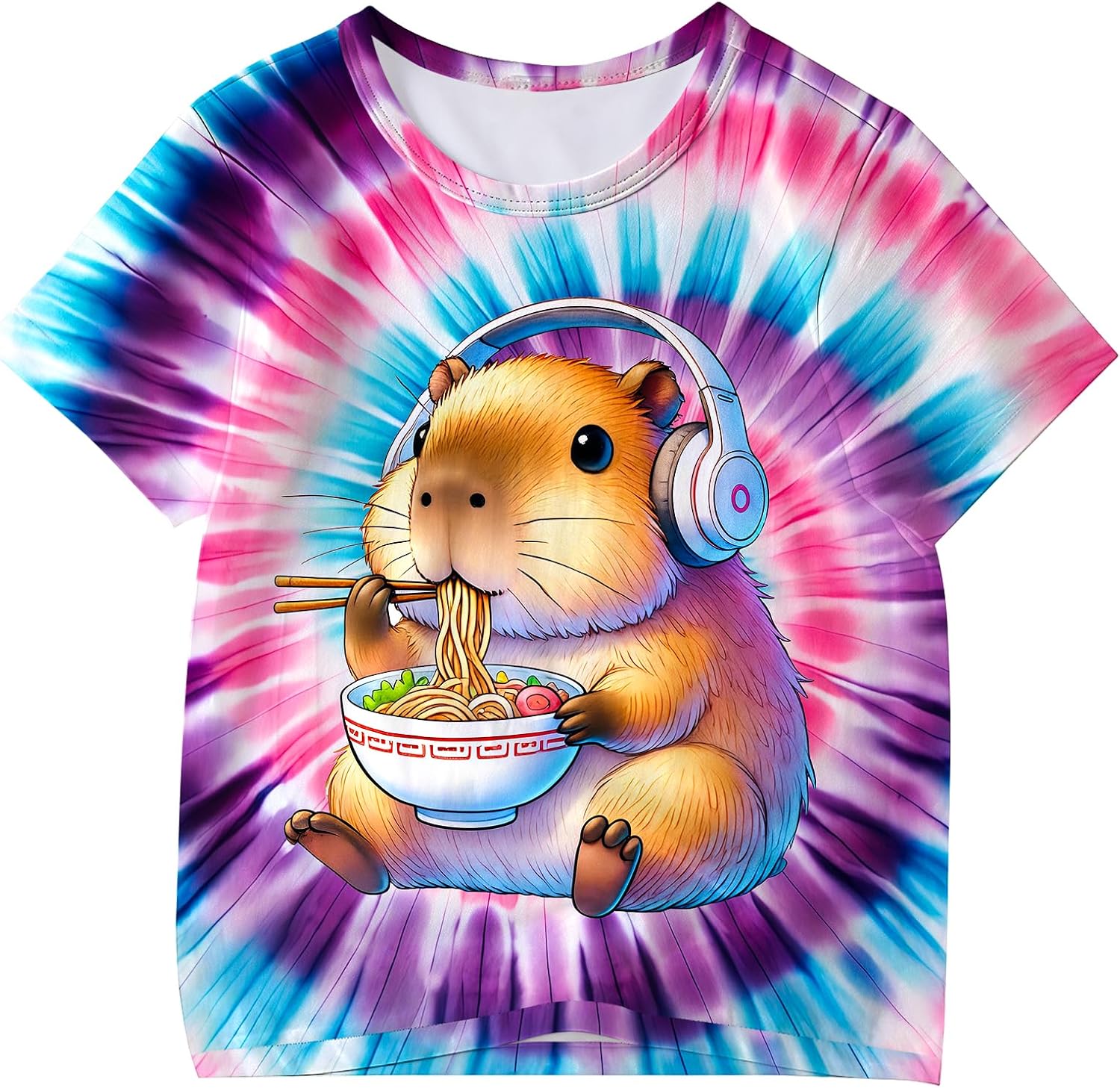 Kids Tie Dye Shirt for Girls Boys Colorful Animal Print T-Shirt Hippie Style Casual Tee Youth Clothing 6-16 Years