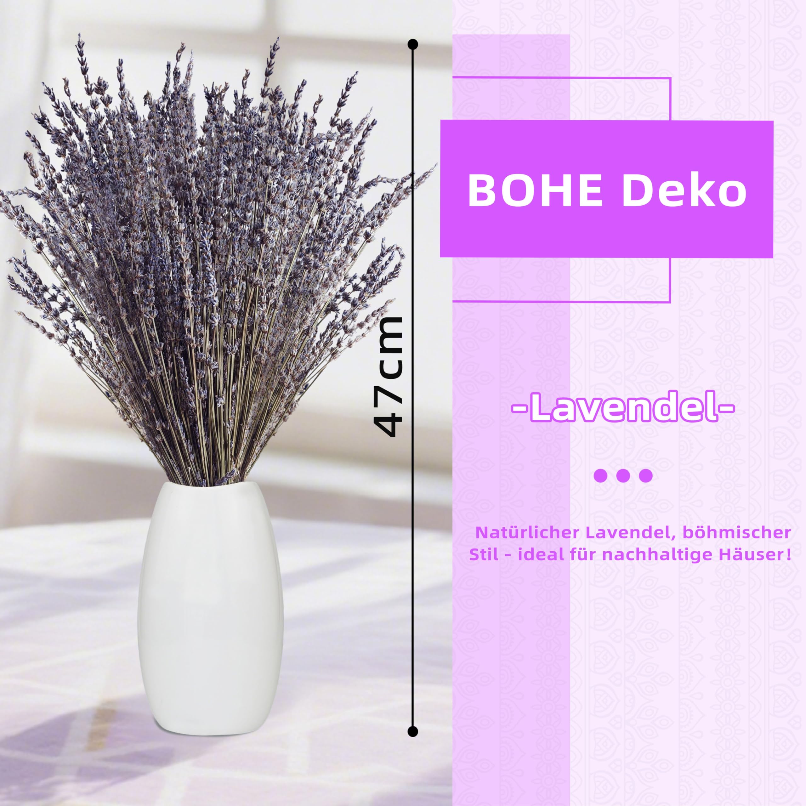 Lavanda Seca 100 Tallos, 43 cm de Largo Decoración de Flores secas de Lavanda Seca Natural, Decoración Boho