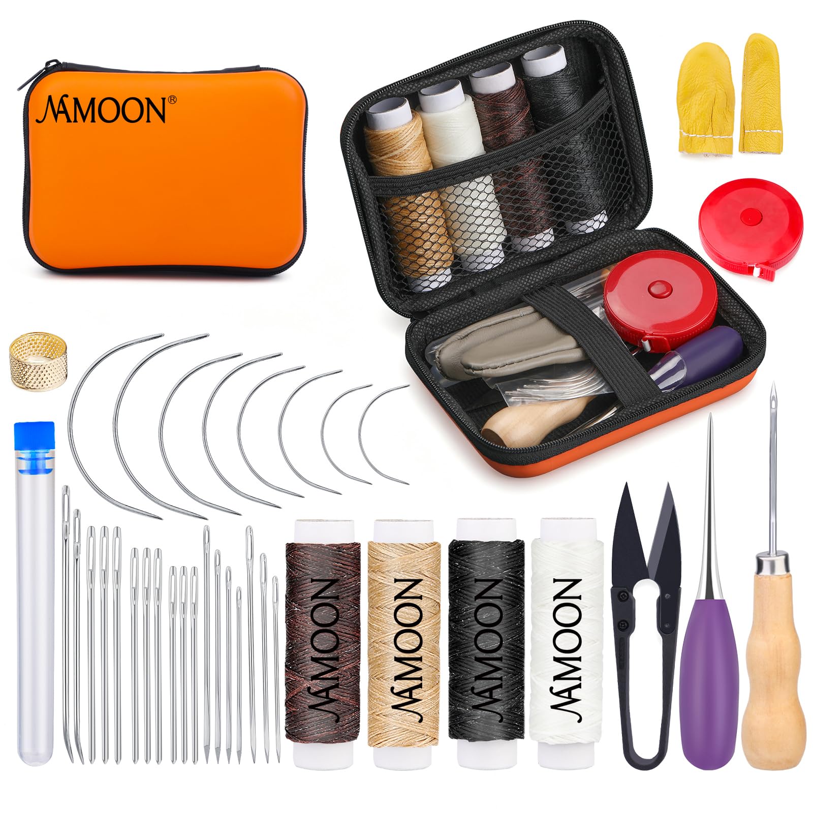Namoon Nature Leather Sewing Kit 38Pcs Upholstery Repair Kit With Sewing Thread