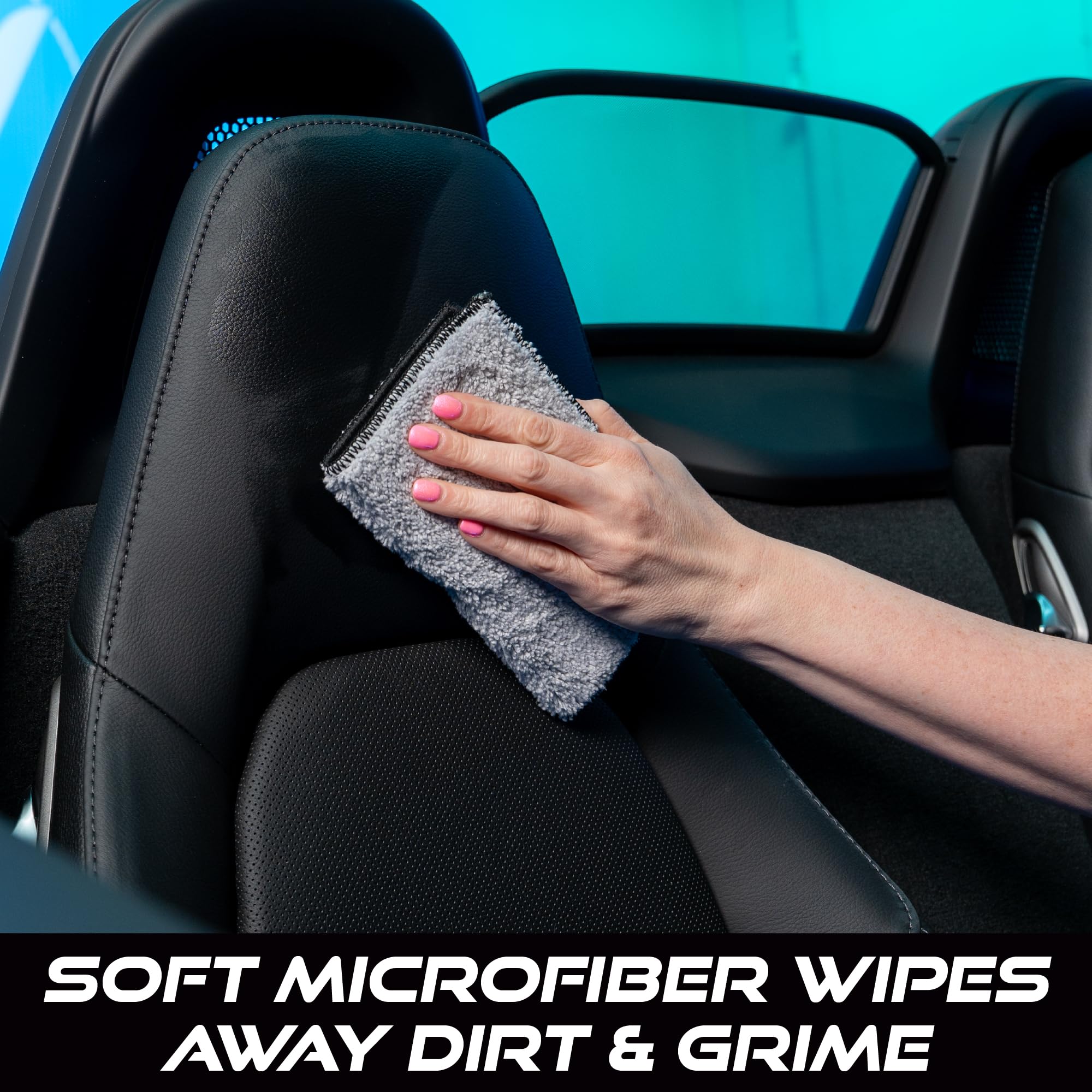VIKING Almohadillas de microfibra para limpieza interior de coche con núcleo de espuma para kit de detalles de coche, cerdas de microfibra y nailon, gris y blanco, 8 x 6.8 pulgadas, paquete de 2 | Núcleo de espuma flexible, cerdas de microfibra y nailon,