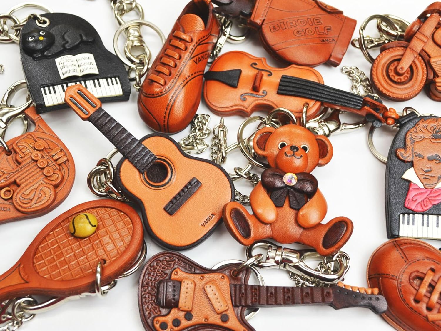 Soccer Shoes Genuiine Leather Bag Charm/Keychain *VANCA* Handmade in Japan