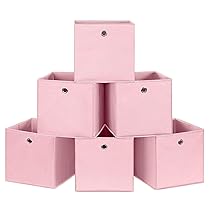 SONGMICS Rfb02Pk-3 Set Di 6 Scatole Di Stoffa Pieghevoli In Tessuto Non Tessuto, Cubiche, Per Riporre Giocattoli E Vestiti, Rosa