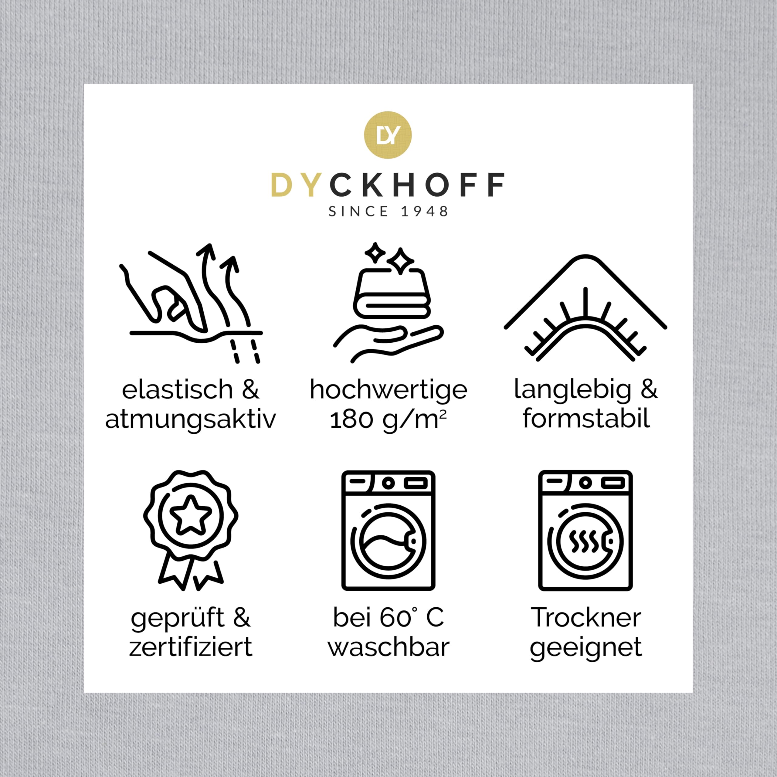 Dyckhoff Spannbettlaken Jersey 95% Baumwolle, Silber, 180-200x200cm