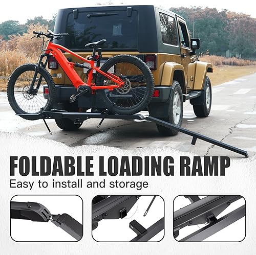 Miniatura 3 de Sole R 1 Portabicicletas, plataforma de montaje en enganche con rampa, capacidad de 100 libras, se adapta a automóviles, SUV, camiones, RV,