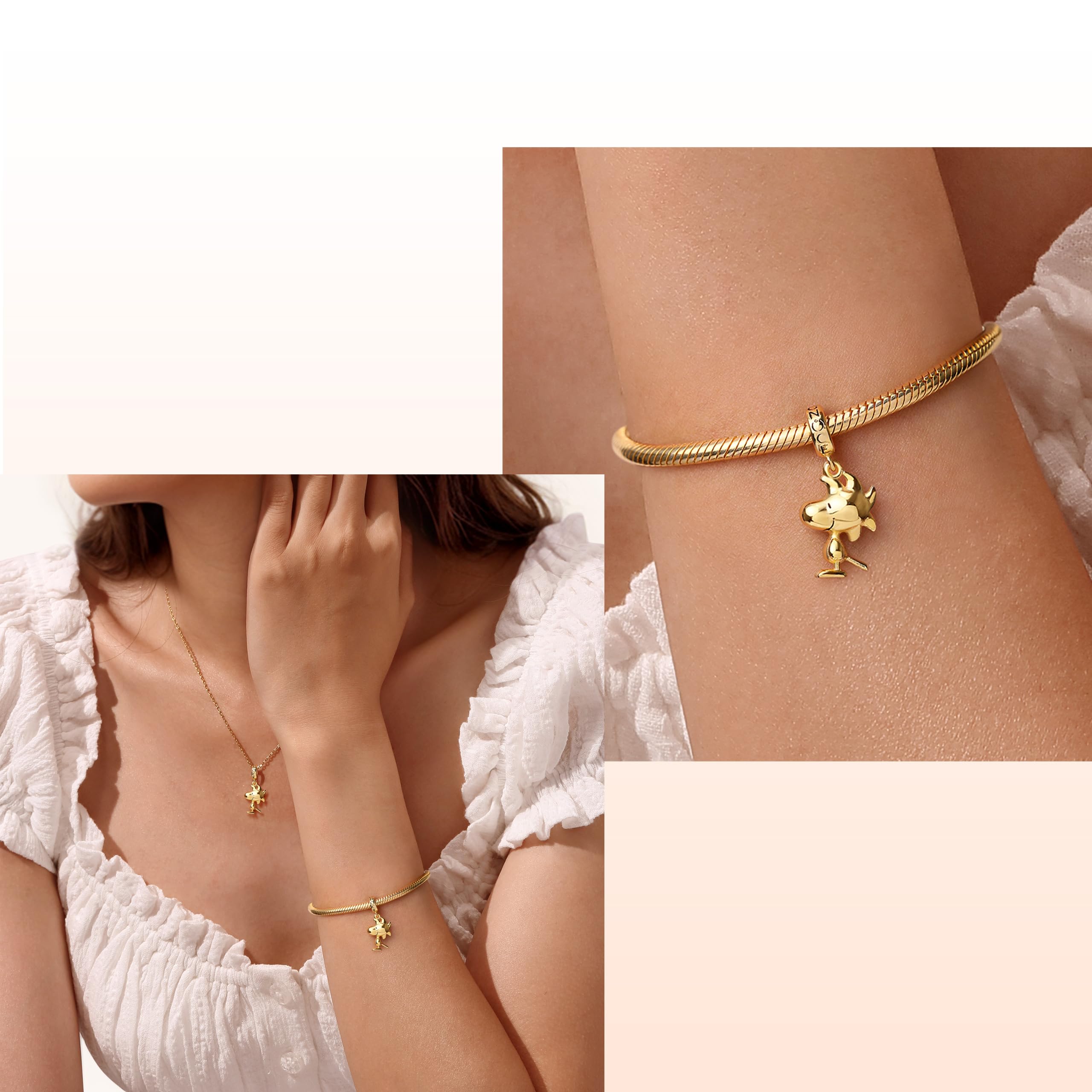 GNOCE Colgante Con Dije De Peanuts Standing Snoopy Cuentas De Plata De Ley 925 Dijes Para Mujeres y Niñas Joyería Regalo Para Fanáticos