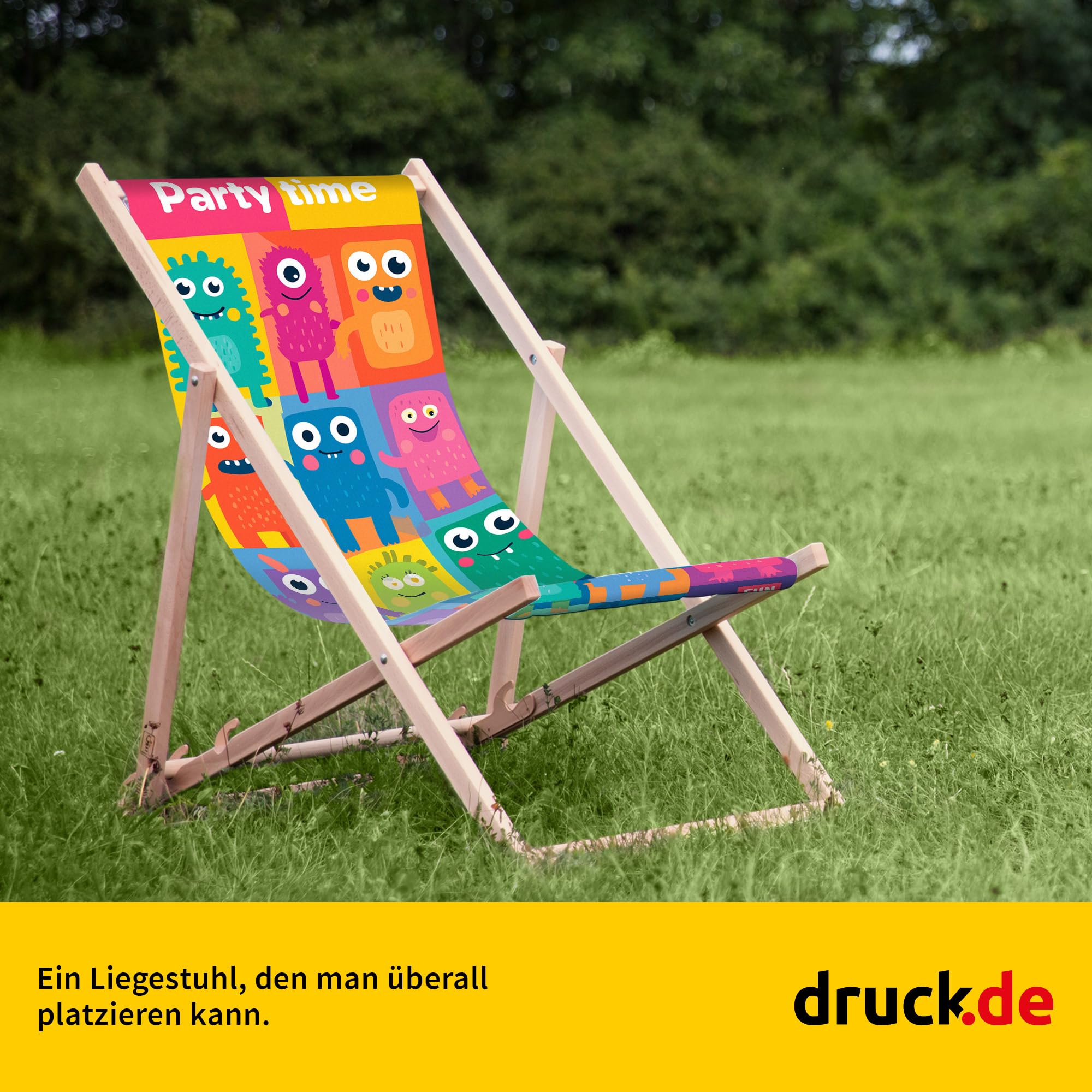 druck.de Liegestuhl personalisierbar klappbar Buchenholz - bis 95kg