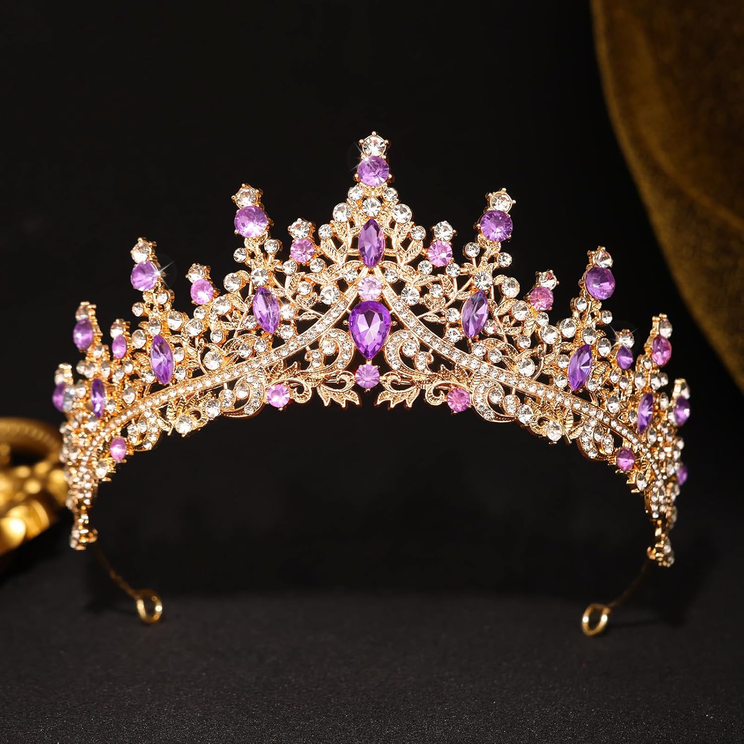 Purple Tiara for Women Crystal Queen Crowns Rhinestone Princess Tiaras for Girl Wedding Headband for Bride Hair Accessories for Halloween Costume Birthday Party Prom Mother's Gifts - Image 4