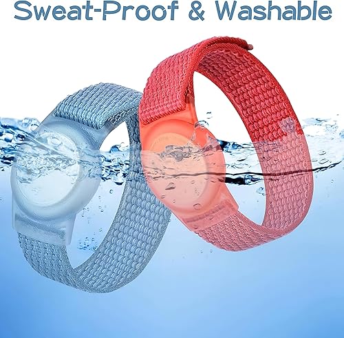 Miniatura 4 de Air Tag - Pulsera ligera para niños, paquete de 2 bandas elásticas de nailon GPS, funda protectora compatible con Apple Air Tag, soporte para