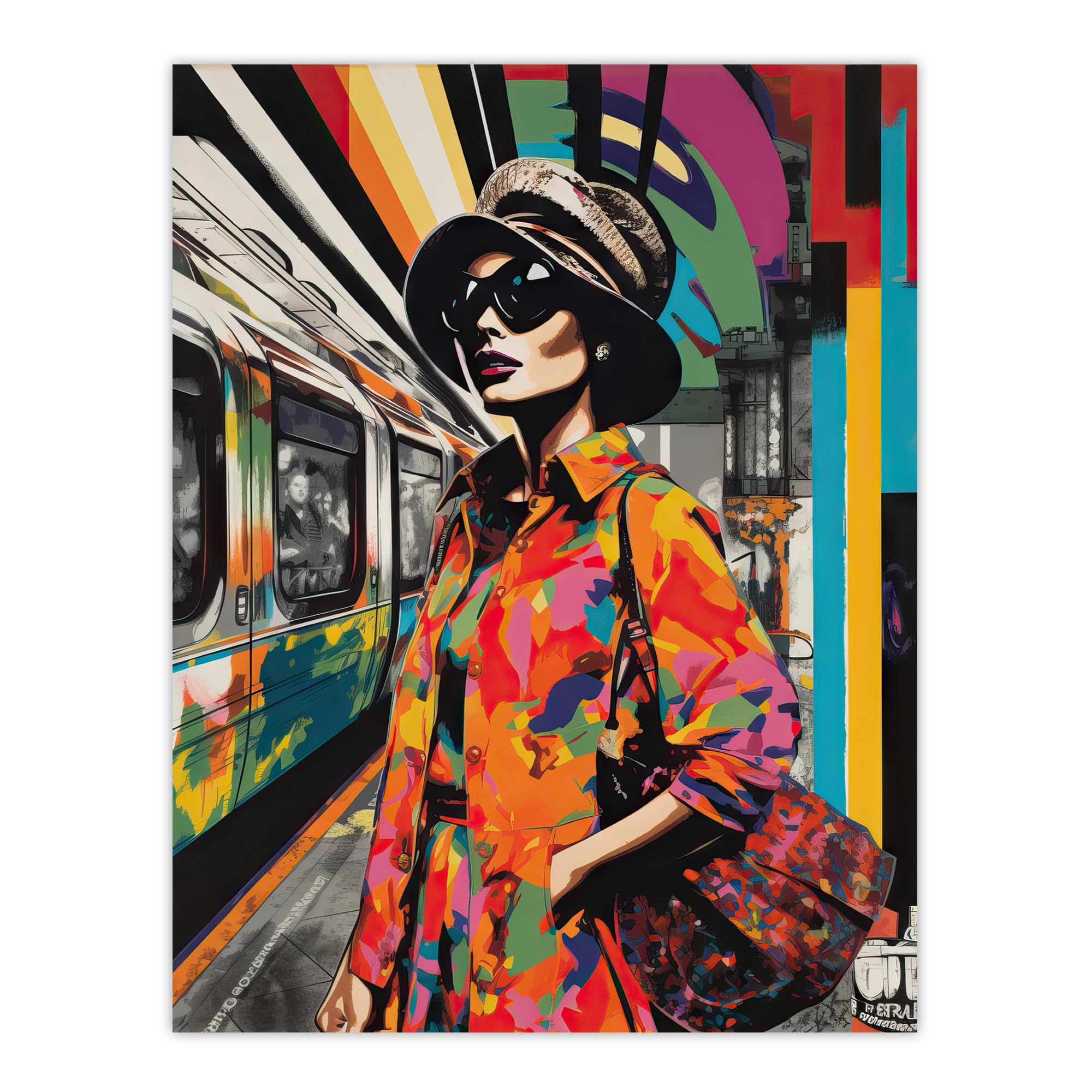 Artery8 Paris Metro Collage Artwork W18" x H24" Retro Vibrant Pop Art