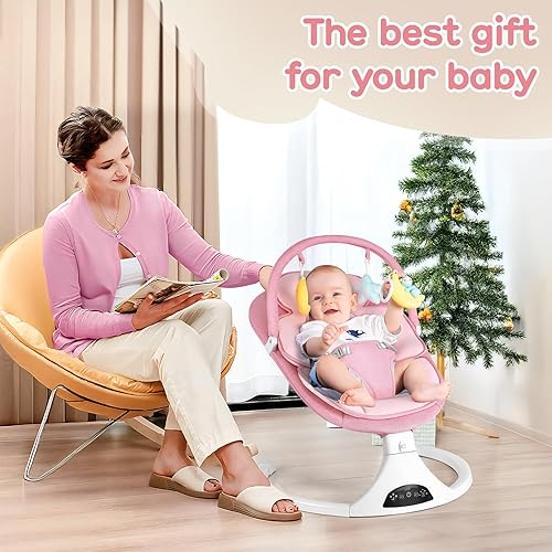 Miniatura 7 de Columpios para bebé Columpio Bluetooth para bebé de 5 velocidades con movimiento y diseño cómodo Bebé portátil con asiento lavable a máquina