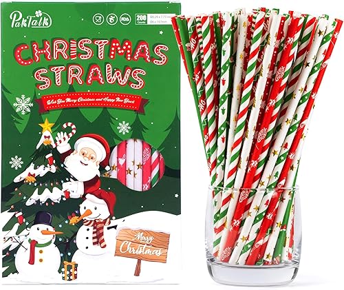 Miniatura 8 de Paquete de 100 popotes de papel de Navidad, 7.75 x 0.24 pulgadas, 10 colores surtidos para árbol de Navidad, Año Nuevo, vacaciones, fiesta (0.24 x