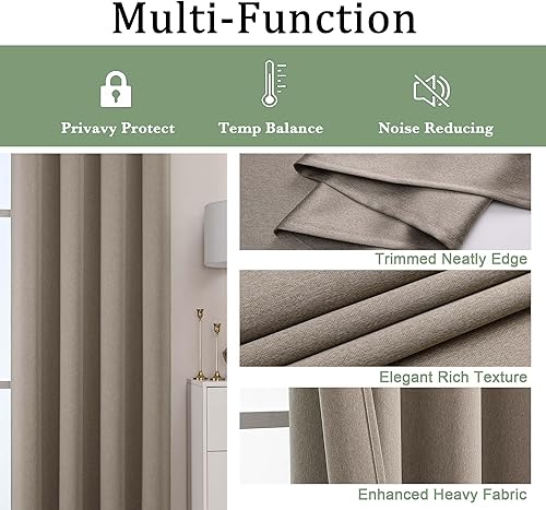 Miniatura 10 de OWENIE Maya - Juego de 2 paneles de cortinas 100% opacas de 84 pulgadas de largo, con aislamiento térmico grueso y sólido, ojales de ahorro de