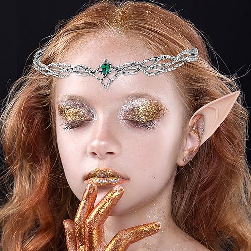 Miniatura 5 de Diadema ajustable con orejas de elfo y tiara de diamantes de imitación, para fiestas de Halloween, novias, bodas, bailes de graduación