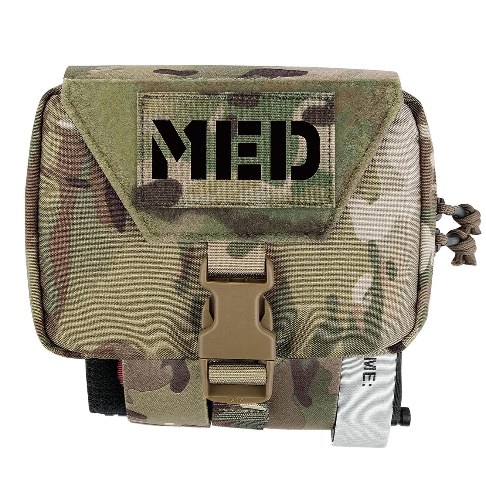 PETAC GEAR Tactical Rip Away Medical Pouch Tear Off First Aid IFAK Pouch Molle & Belt Horizontal Outdoor Emergency Survival Bag (MC with patch)