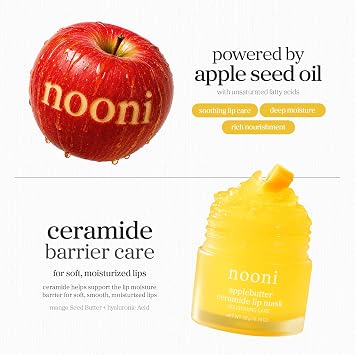 nooni Applebutter Ceramide Overnight Lip Mask for Dry Cracked Lips