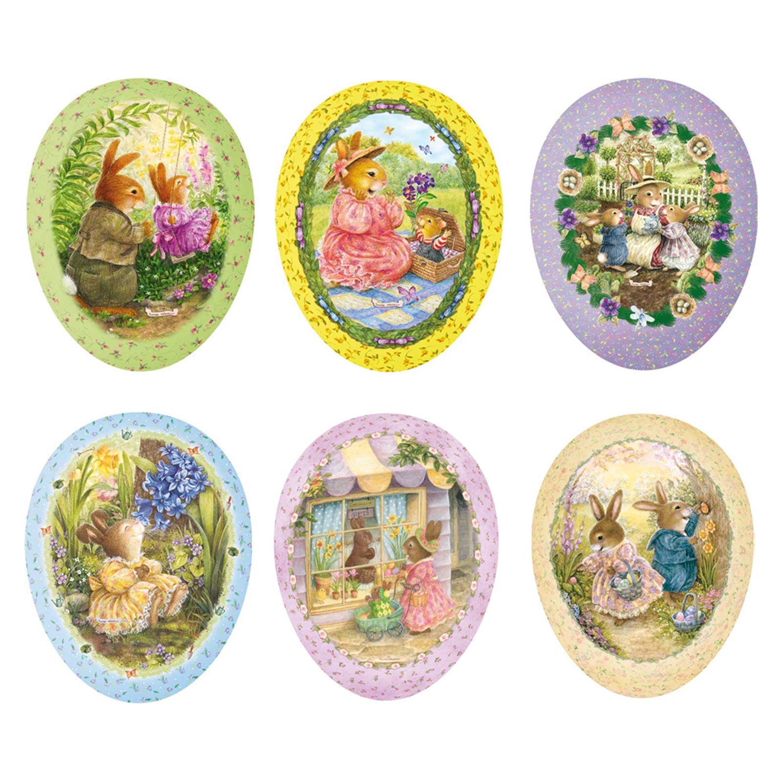 6er Set Bilderostereier zum Befüllen Motiv Holly Pond Hill 18 cm Pappei zum Befüllen, Ostereier zum Befüllen