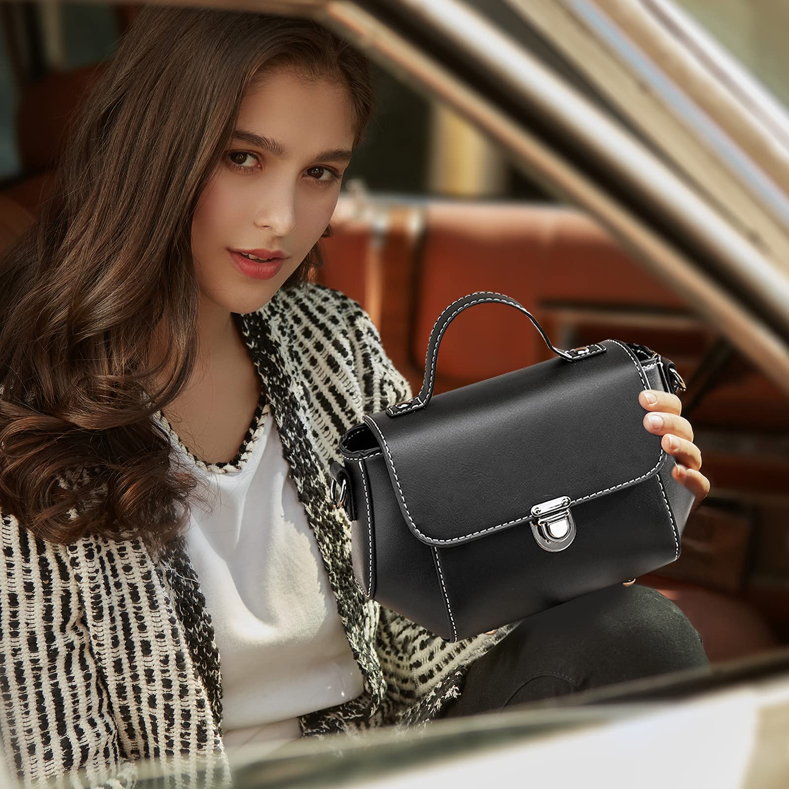 NICOLE & DORIS Bolsos de Mujer Bolsa Cruzado de Cuero Suave Bolso de Las Señoras Bolso Crossbody con Cerradura Nuevos Bolso Bandolera Mujer Pequeño