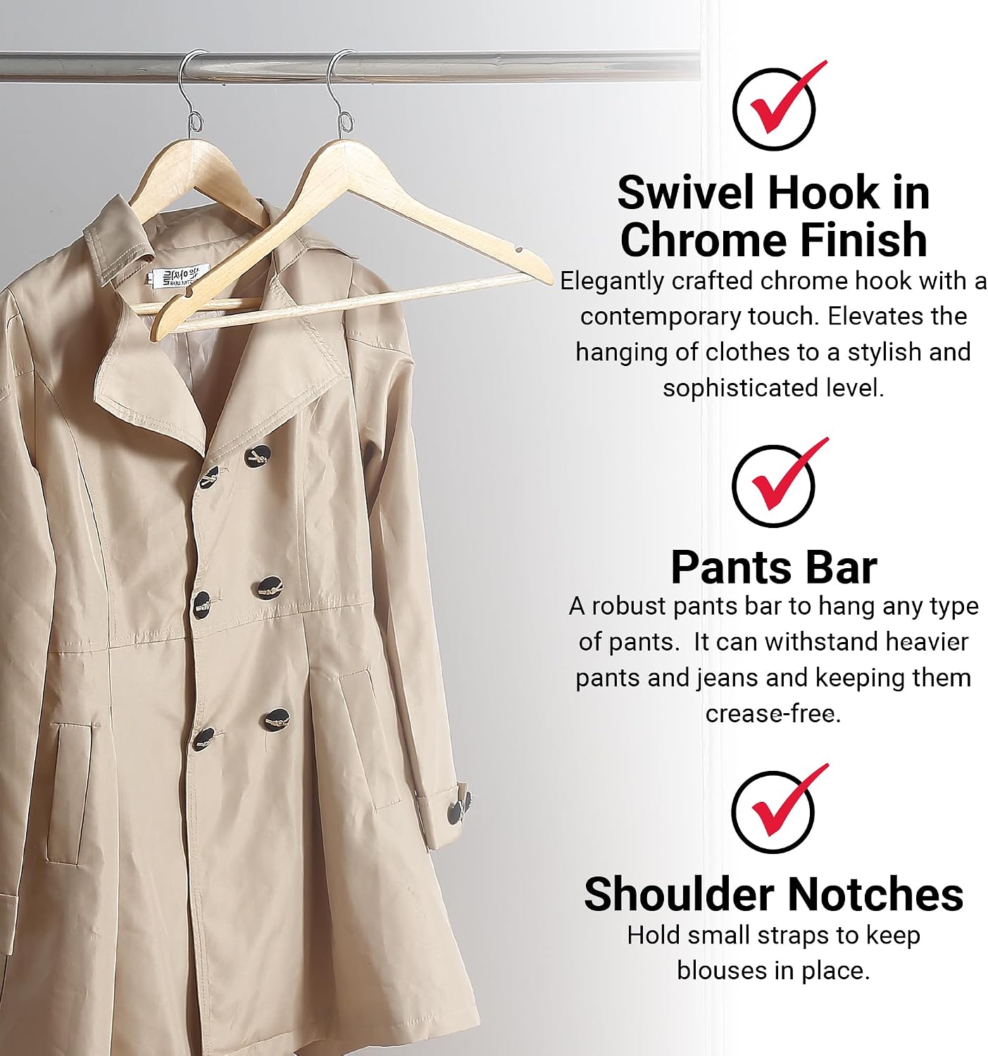 Proman Products - Kascade Hangers, Space Saving Hangers, Customize Your Closet Organization (Natural Color, 50-Pack)
