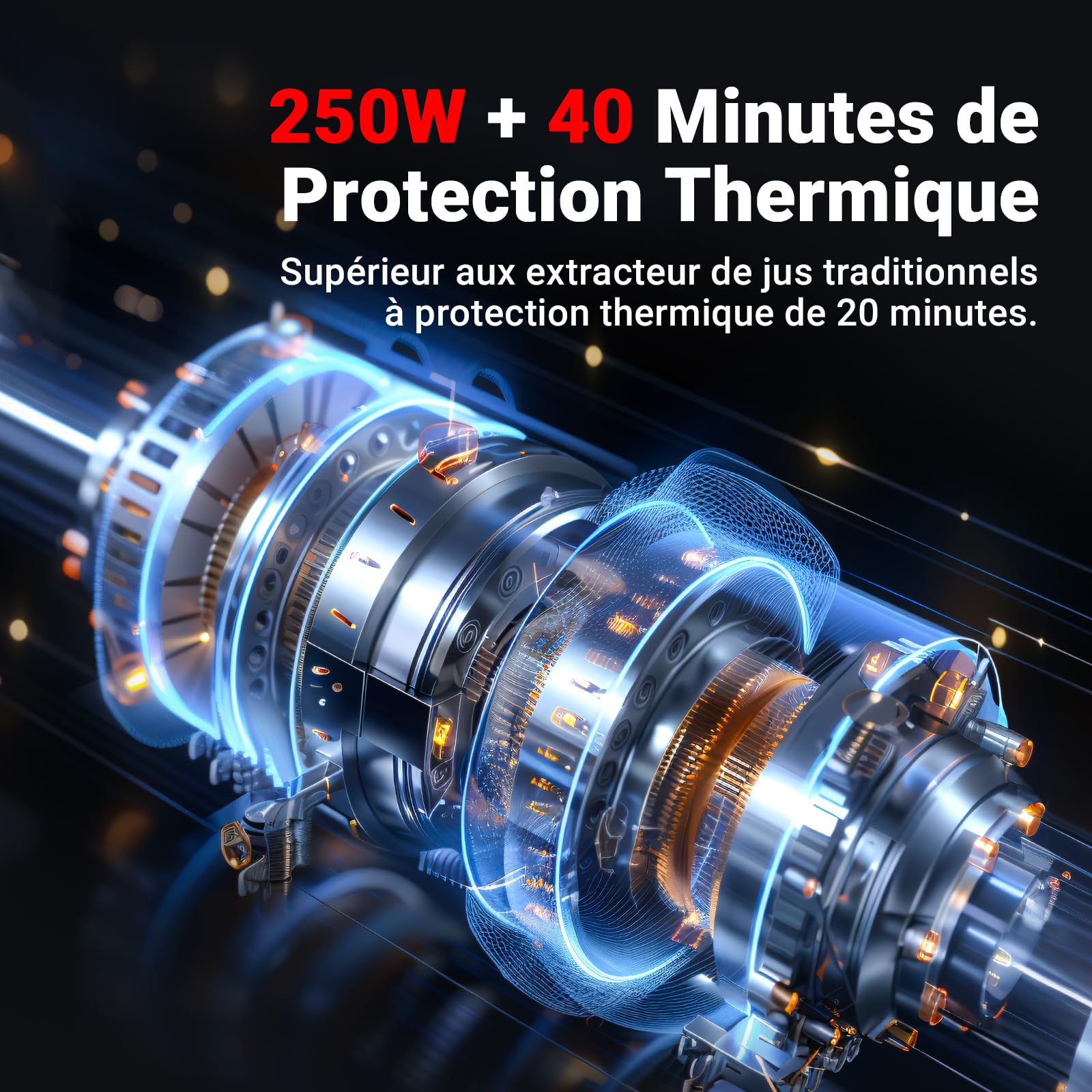 Slow Juicer-AOBOSI Extracteur de jus, 250 W, pour légumes et fruits, avec compartiment de remplissage de 103 mm et 2 filtres sans métal, presse-agrumes, électrique, avec 2 brevets, noir