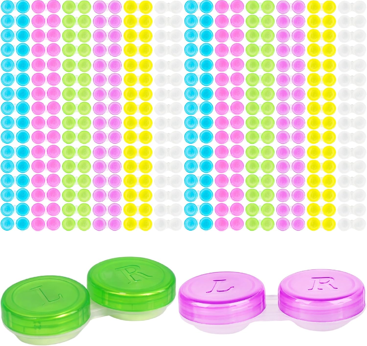 180 Pcs Contact Lens Cases Colorful Cute Contact Lens Bulk in 6 colors Left/Right Eye Clear Contact Lens Container for Travel