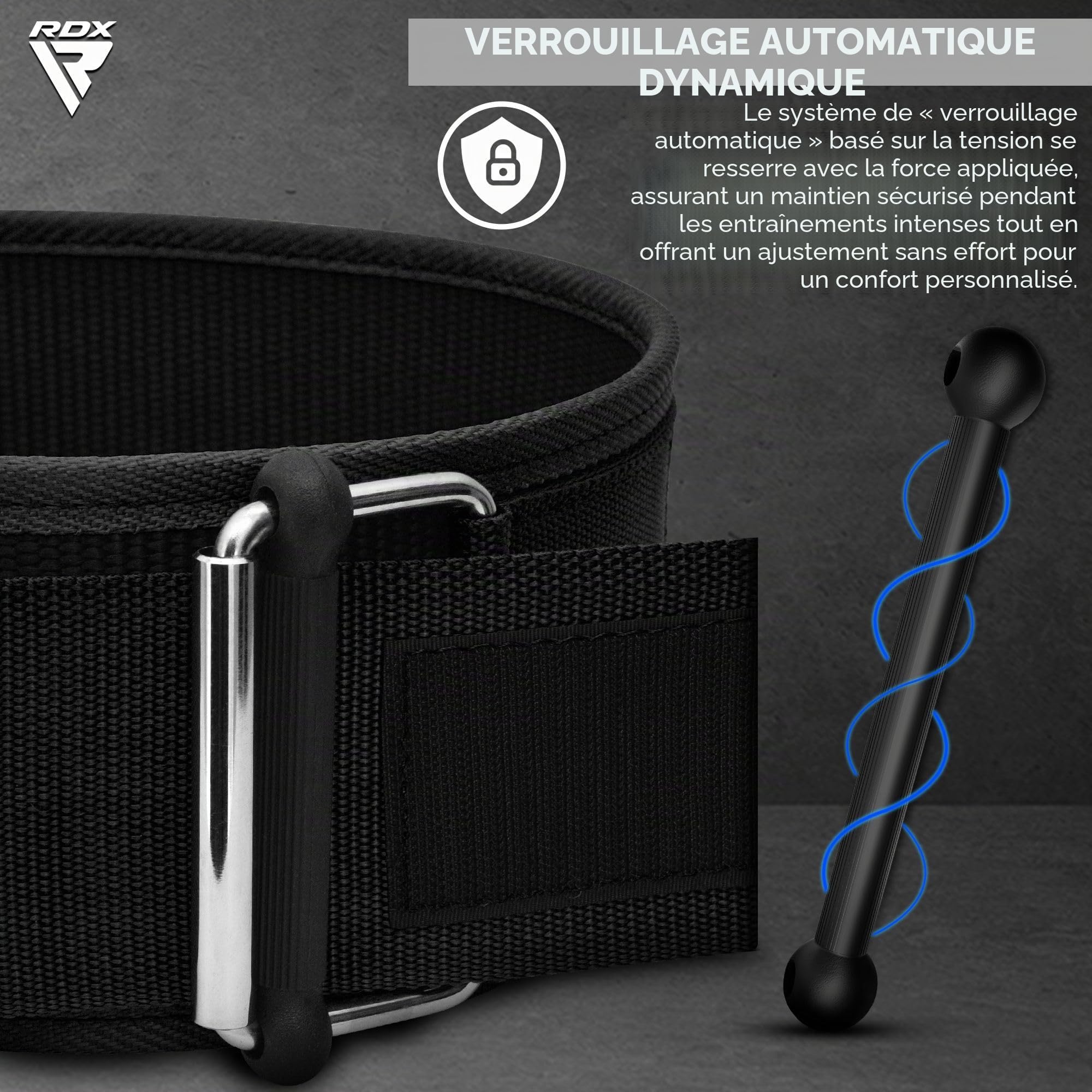 RDX Ceinture de Musculation AUTOMATIQUE FERMER À CLÉ, 4” Réglable Support Dos Lombaire, Powerlifting D'haltérophilie Bodybuilding Entraînement en Force Exercise Fitness Gym Levage Belt, Hommes Femmes