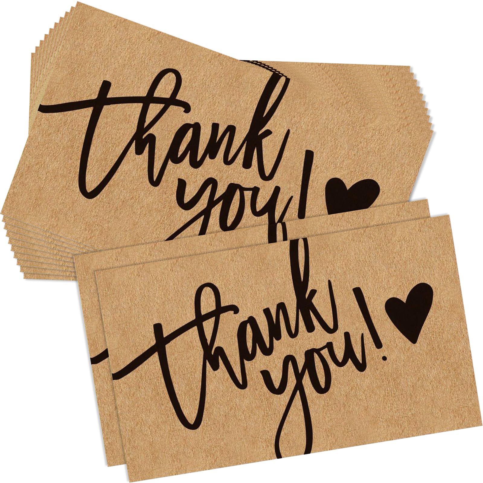 100 Pack Brown Kraft Thank You Notes, Thank You Cards, Thank You Greeting Cards Multipack, Brown Kraft Thank You Cards Pack, for Teachers Weddings Kids