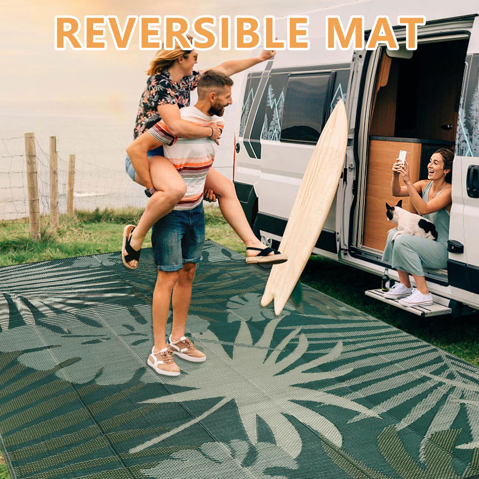 Outdoor tapijt 150 x 245 cm UV-bestendige campingmat omkeerbare