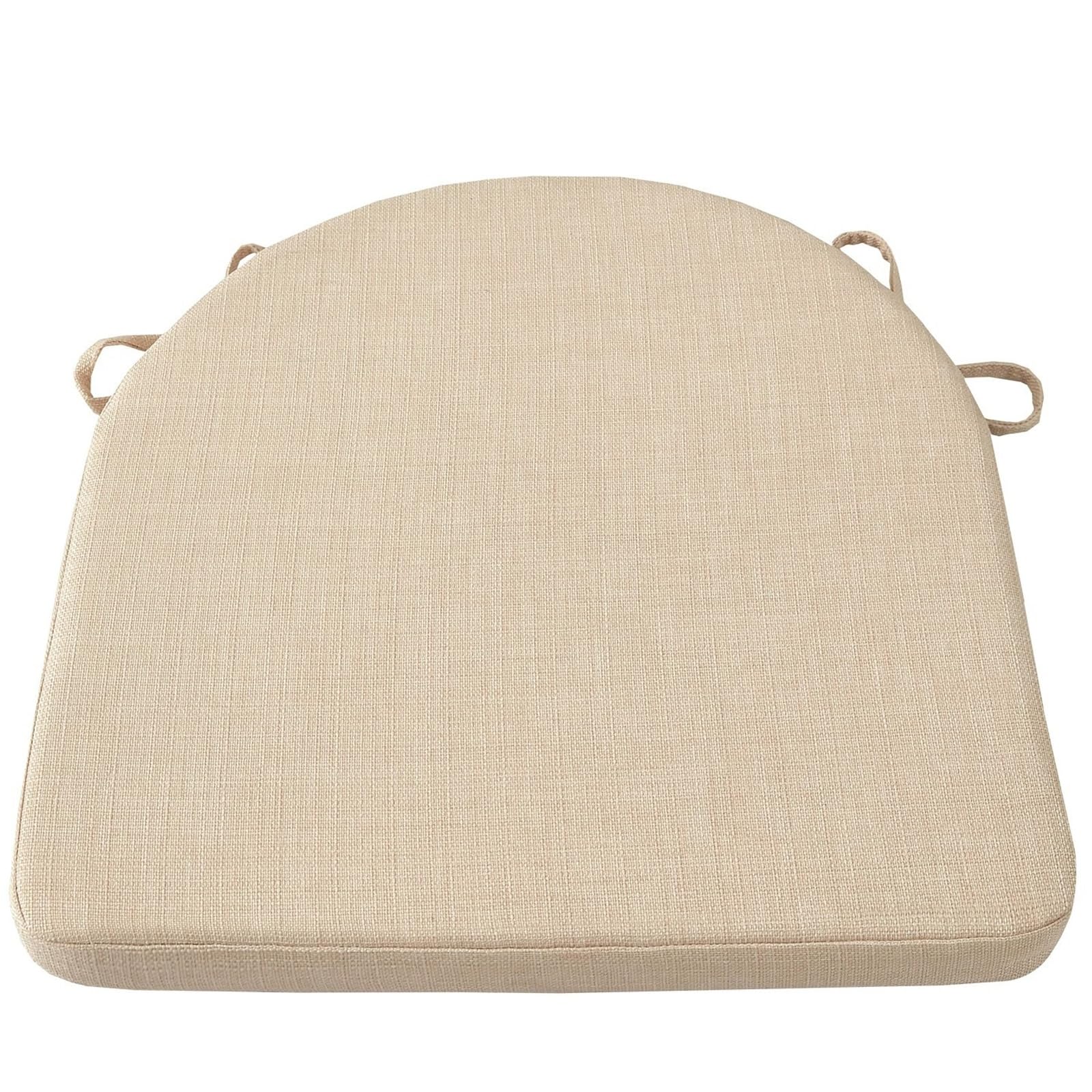 Odaima Set Of 1/2/4 Chair Cushions For Dining Chairs, D-Shaped Seat Cushions With Removable Washable Cover And Ties, Chair Pads For Kitchen, Indoor Dining Room, Patio Chairs(Beige,1pc)