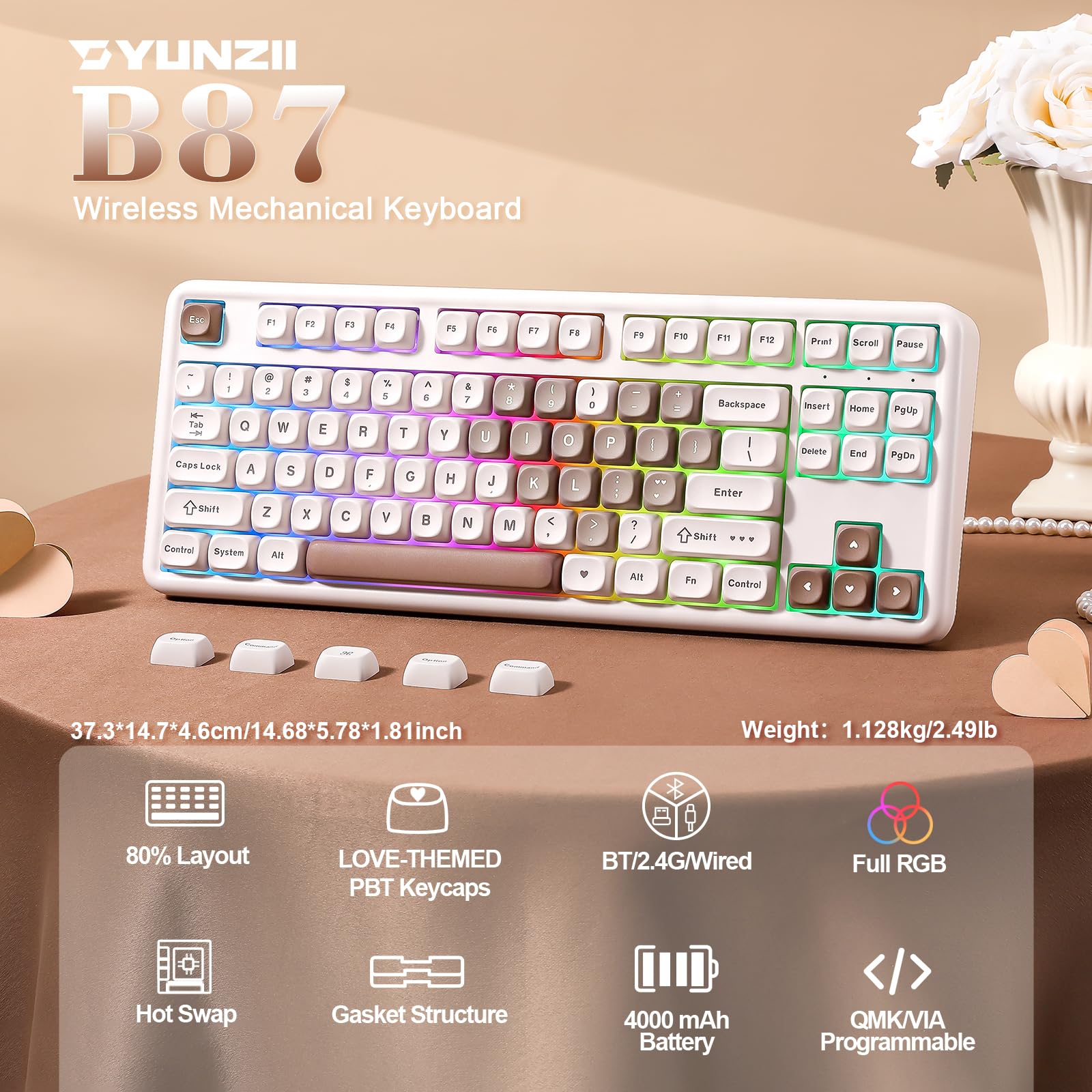 Amazon | YUNZII B87 ワイヤレスメカニカルキーボード ゲーミング