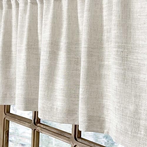 Miniatura 5 de Cenefas de cocina para ventanas, cortinas modernas de lino y algodón, decoración rústica para baño, ventana pequeña, decoración bohemia (54 x 18