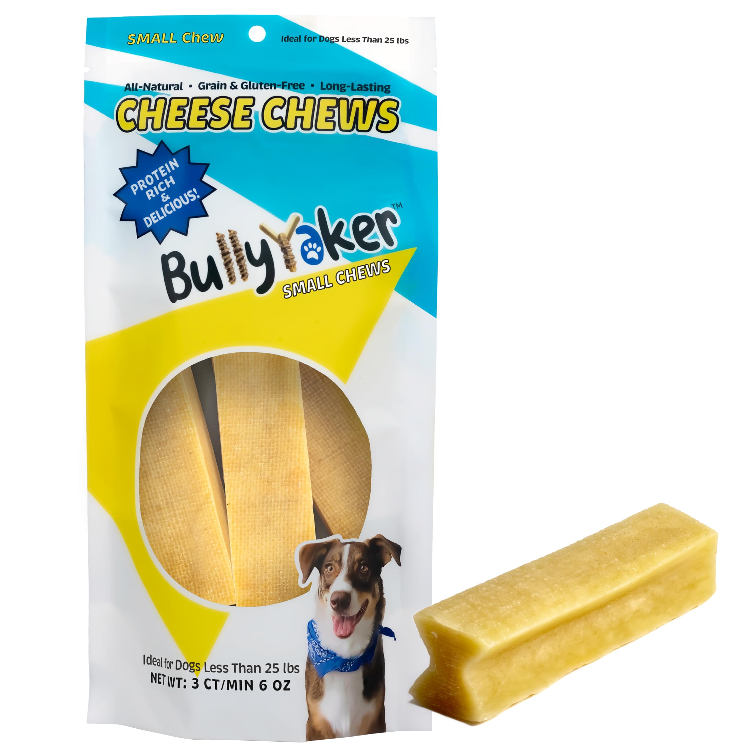 BULLYYAKER Cheese Chews: Himalayan Yak Cheese Dog Chews- Natural, Healthy & Long Lasting Dog Treats - Grain, Gluten & Lactose-Free Rawhide