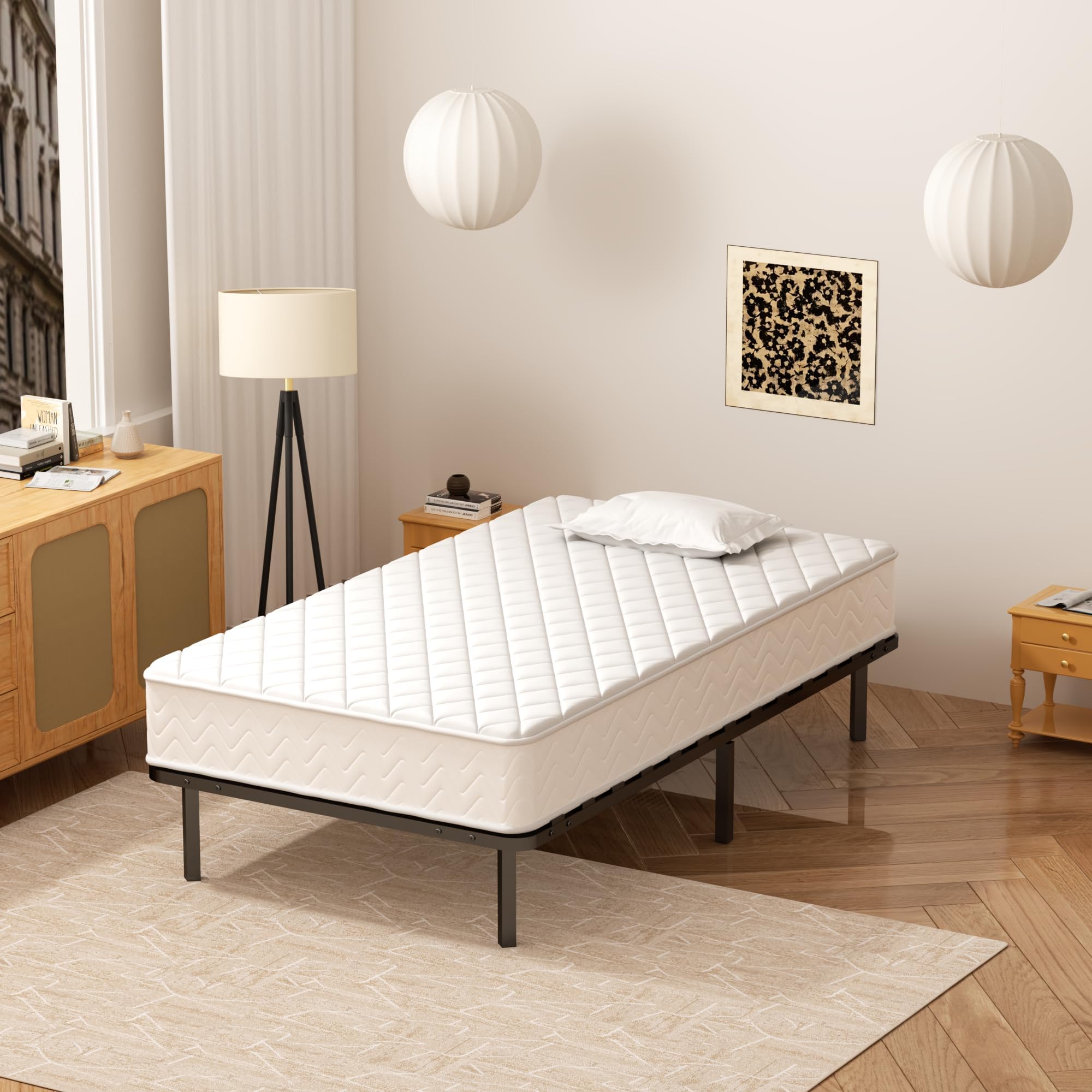 Stanew - Sommier 90x200cm avec 6 Pieds - 1x13 Lattes - Lit avec Sommier à Lattes pour Adulte - Résistant et Confortable